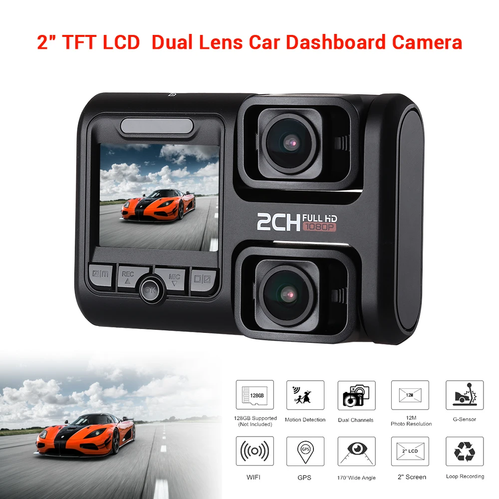 

Blueskysea Dual Dash Camera Sony IMX323 Novatek 96663 Dual lens HD 1080P Dvr Cam GPS WiFi video DashCam g-sensor drive recorder