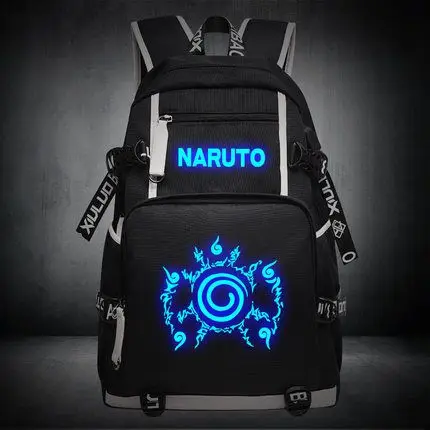 Аниме Наруто холст USB зарядка рюкзаки унисекс Наруто светящийся школьный пакет Mochila Escolar большой рюкзак 020801