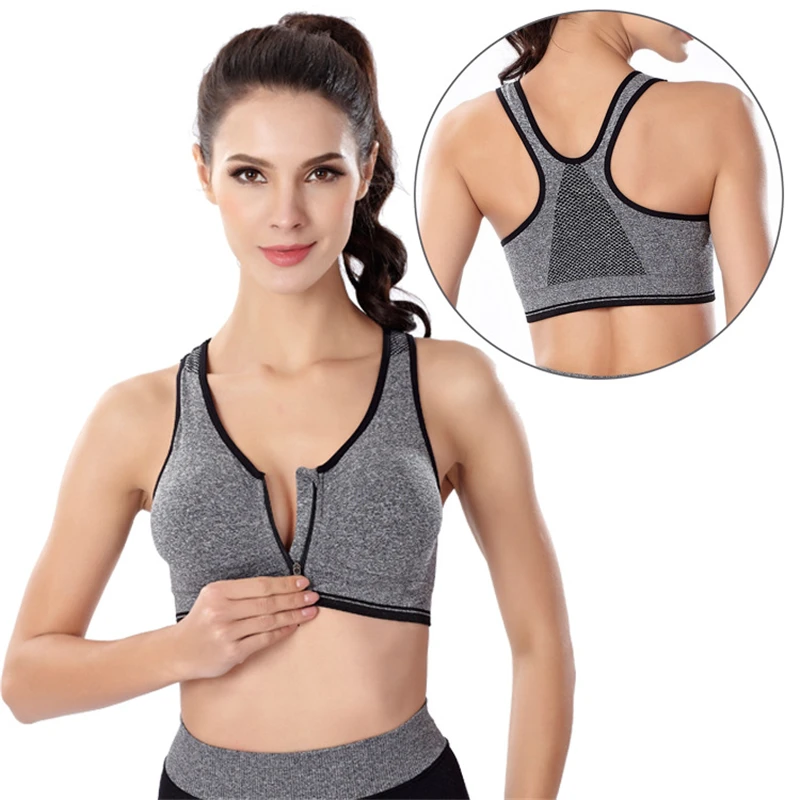 ONLYWITHYOU Charm Exercise Yoga Bra Gym Sport Bodybuilding Zipper Bra