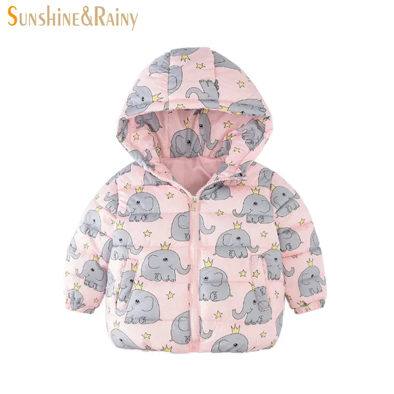 

Sunshine & Rainy Kids Cartoon Doodle Down Jackets Boys Hooded Coat Outerwear Winter Jacket For Girls Thicken Parka Coats