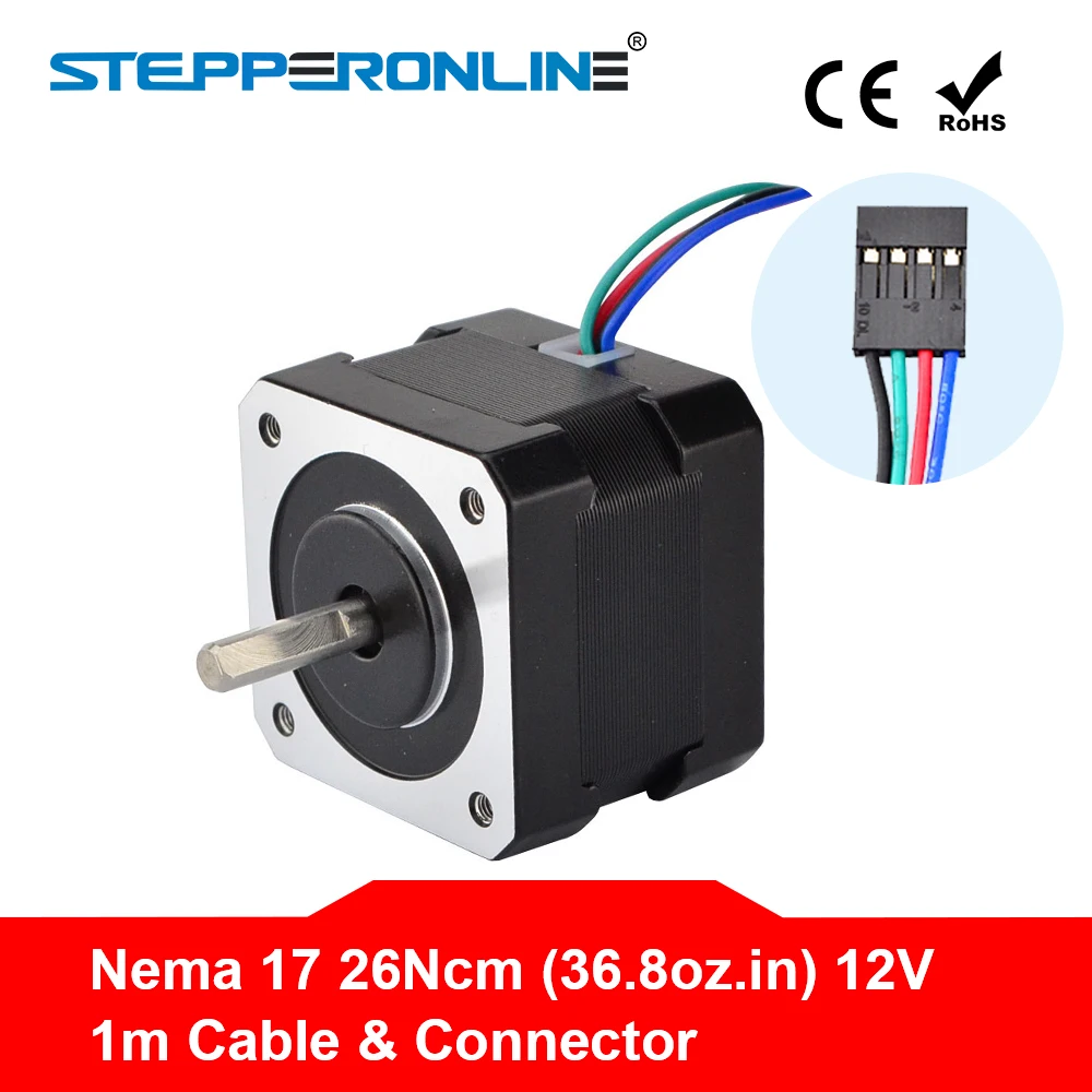 Бесплатная доставка! Шаговый двигатель Nema 17 34 мм 26 см (36 8 унции) а 12 В Nema17 шаговый