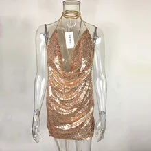 Kendall Jenner 21st Birthday Outfits Sexy Halter Sequined Party Dresses 2017 Summer Dress Backless Sequins Split Vestidos