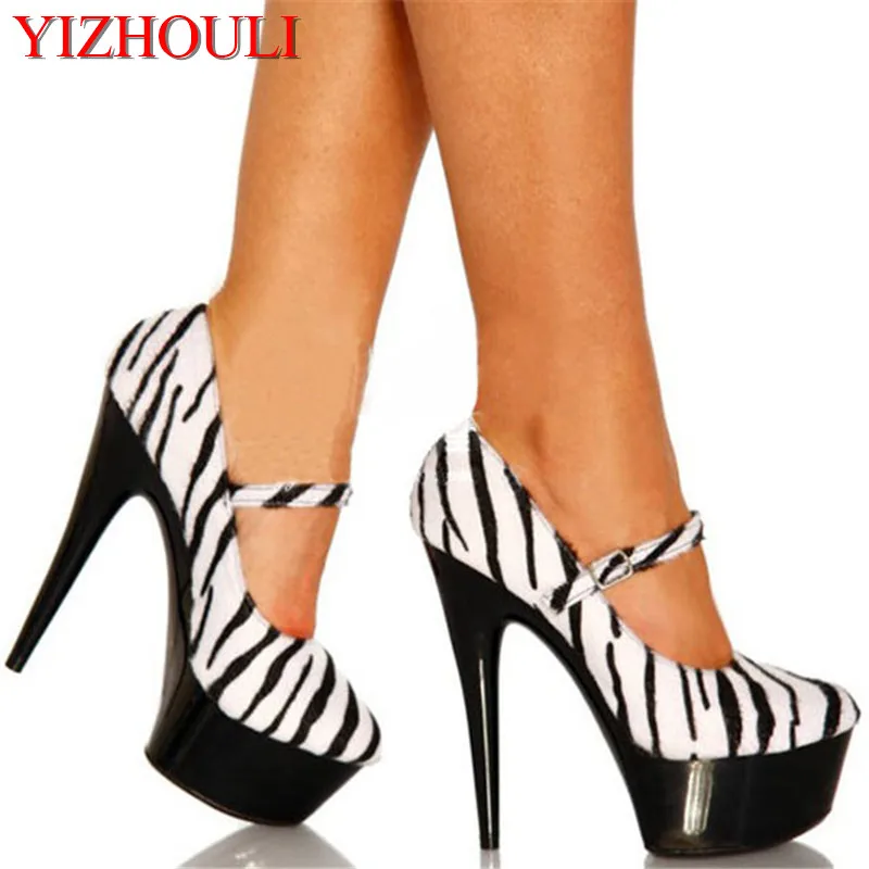 new arrive fashion sexy women platform stilettos 6 inch high heel zebra