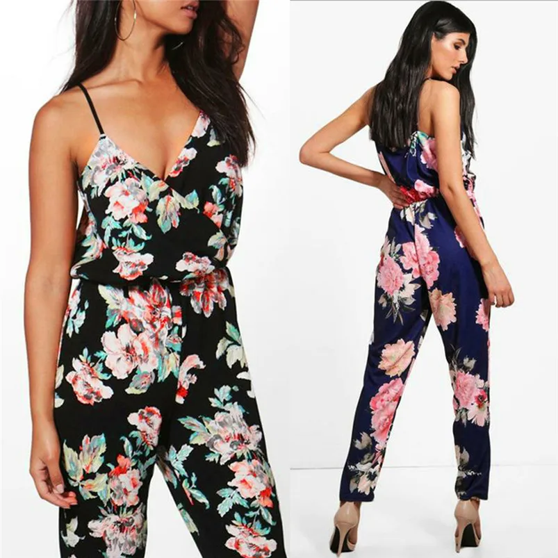 Fashion Women Strappy Off The Shoulder Printed Playsuit Party Clubwear Jumpsuit macacao feminino combinaison R04 (7)