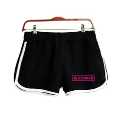 BTS Blackpink черный/белый Harajuku летние шорты Для женщин хип-хоп Повседневное хлопок короткий Штаны принт плюс Размеры XS-2XL пиджаки короткие