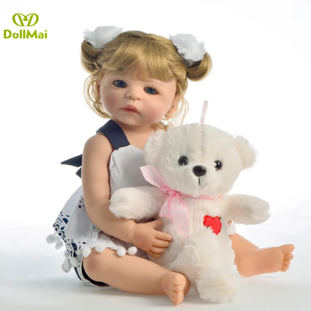 Bebe Кукла реборн полная силиконовая виниловая Кукла реборн для девочек детский подарок 23 "57 см с медведем плюшевый boneca reborn