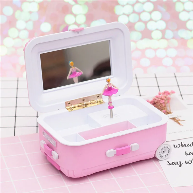 

Creative Suitcase Music Box Pink Dancing Girl Password Box Desktop Decoration Music Box Decoration Room Cute Gift For Kids