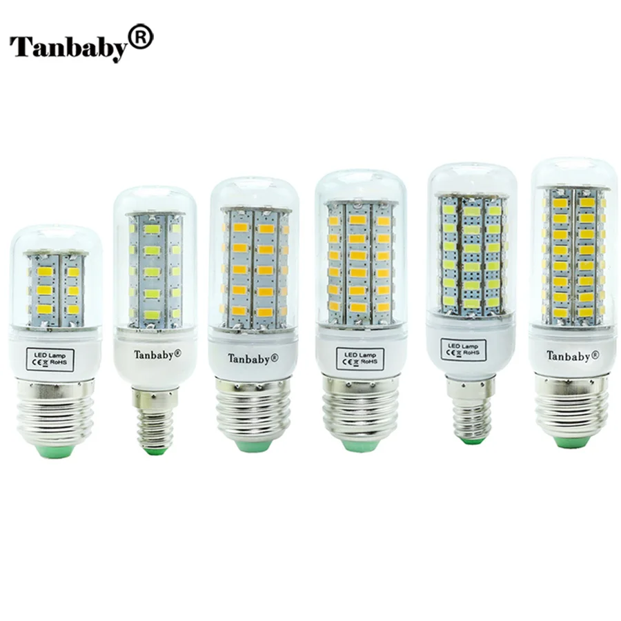 

Tanbaby E27 E14 LED Corn Bulb SMD 5730 AC220V 360 degree Energy saving Lighting Lamp White bombillas for indoor Home