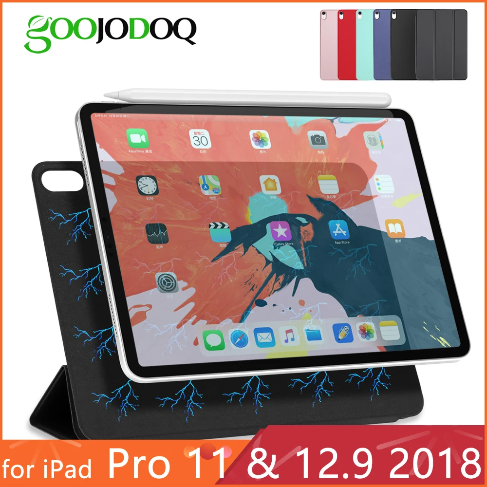 Najtaniej Dla iPad Pro 11 etui do ipada Pro 12.9 2018 Funda magnetyczne ultra cienkie inteligentne etui do ipada 11 cal Case pomoc ładowanie wireless