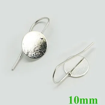 

10mm New Silver Plated Flat Circle Pad Cabochon Cameo Settings Bezel French Wires Hooks Earring Blank Bases Findings Wholesale