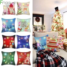 Frigg LED Chiristmas Cushion Cover Santa Clause Pillow Cases Pillowcase Christmas Decoration For Home Cotton Linen Pillow Cover christmas decoration pillowcase comfortable pillow cover