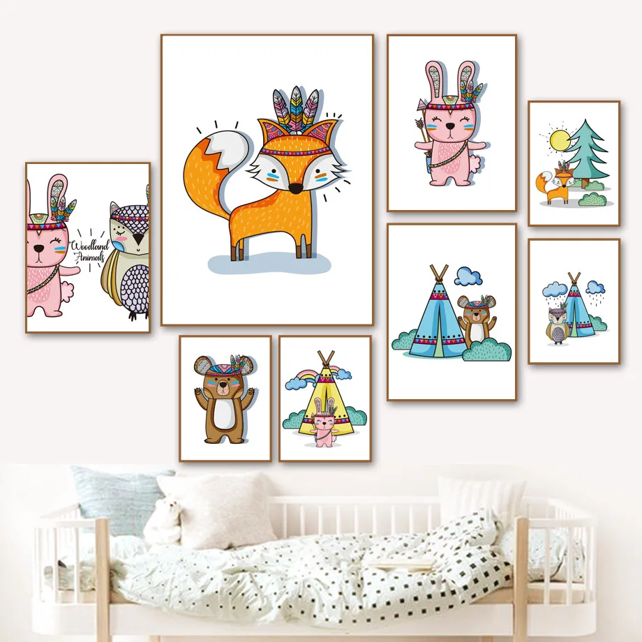 Bonitos Carteles Nordicos De Arboles Con Diseno De Buho Y Cerveza