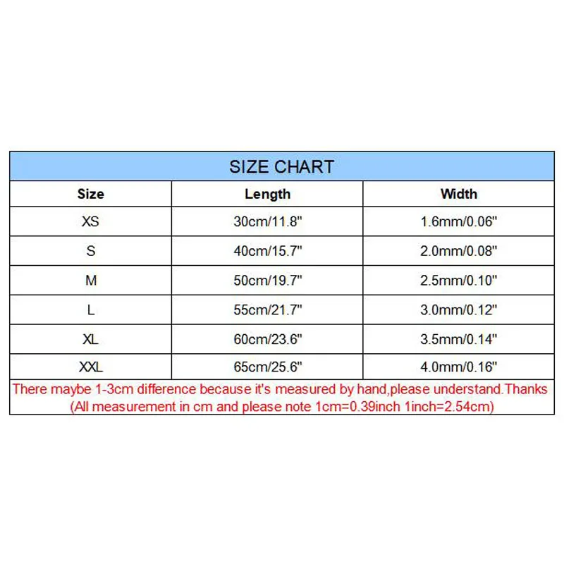 Dog Chain Collar Size Chart