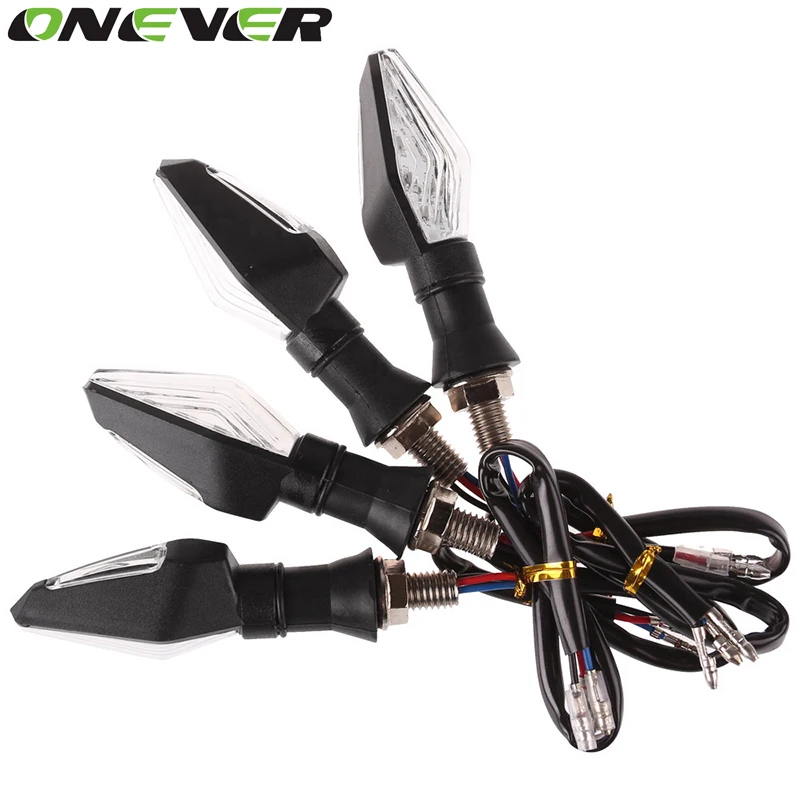 

Onever 4Pcs Flashing Motorcycle LED Turn Signal Light High quality 12 Led Indicator Light Dual Color Blue&Amber Blinker Light