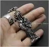 Silver Color Holy Saint Death Santa Muerte Skull Mens Pendant Necklace Stainless Steel Jewelry 24" Rolo Chain Hip Hop 1
