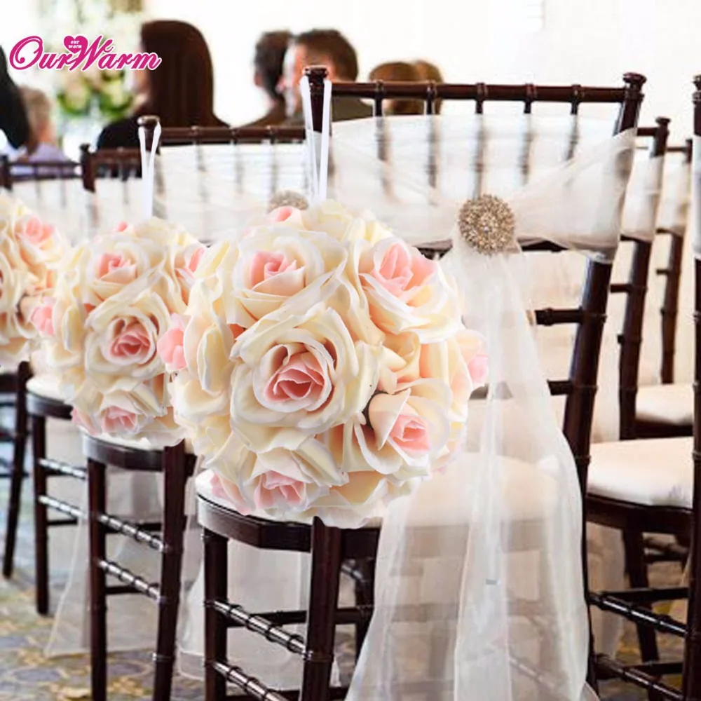 5 unids/lote flores de seda artificiales rosas bolas de centro de mesa de boda Pomander ramo para decoración de fiesta de boda flores decorativas