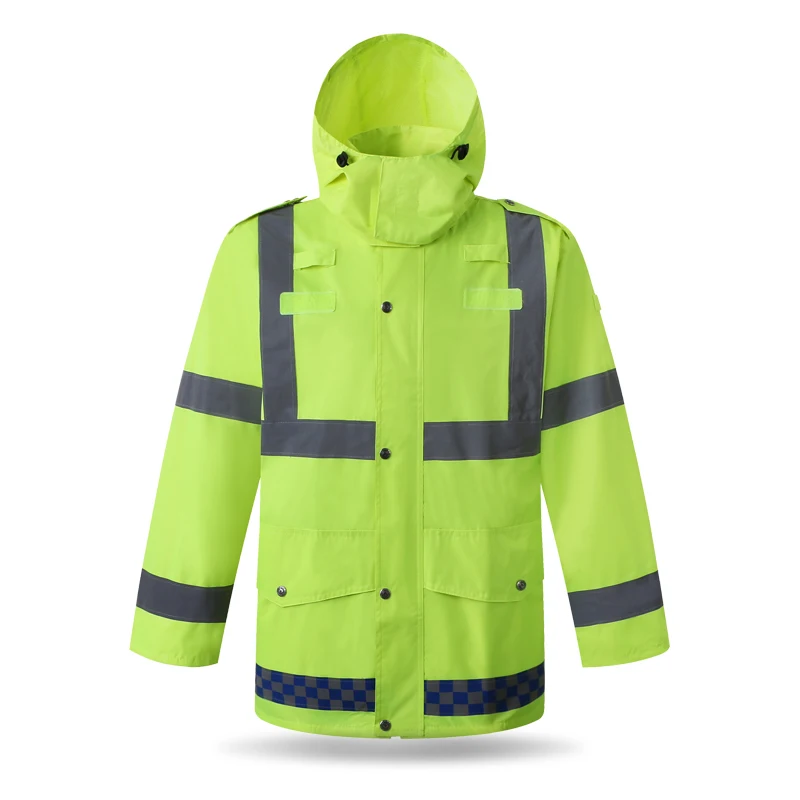 

Reflective Raincoat Construction Security Fluorescent Waterproof Jacket Sanitation Security Patrol Windproof Printing