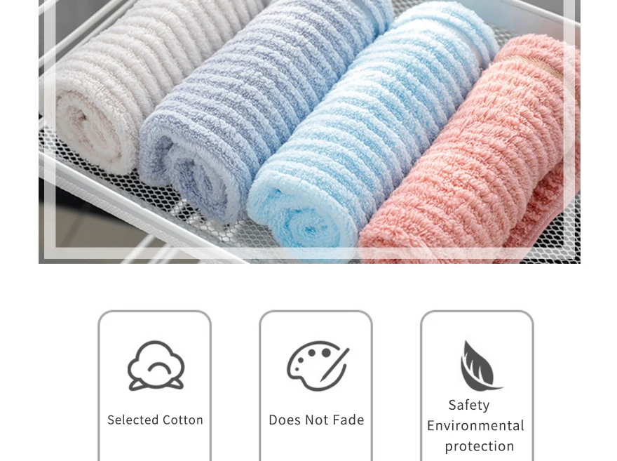 QCZX 4pcs Cotton Stripe Square Towel 34*34 Combed Cotton Small Towel Water Absorption And Quick Drying Solid Color Towel D40