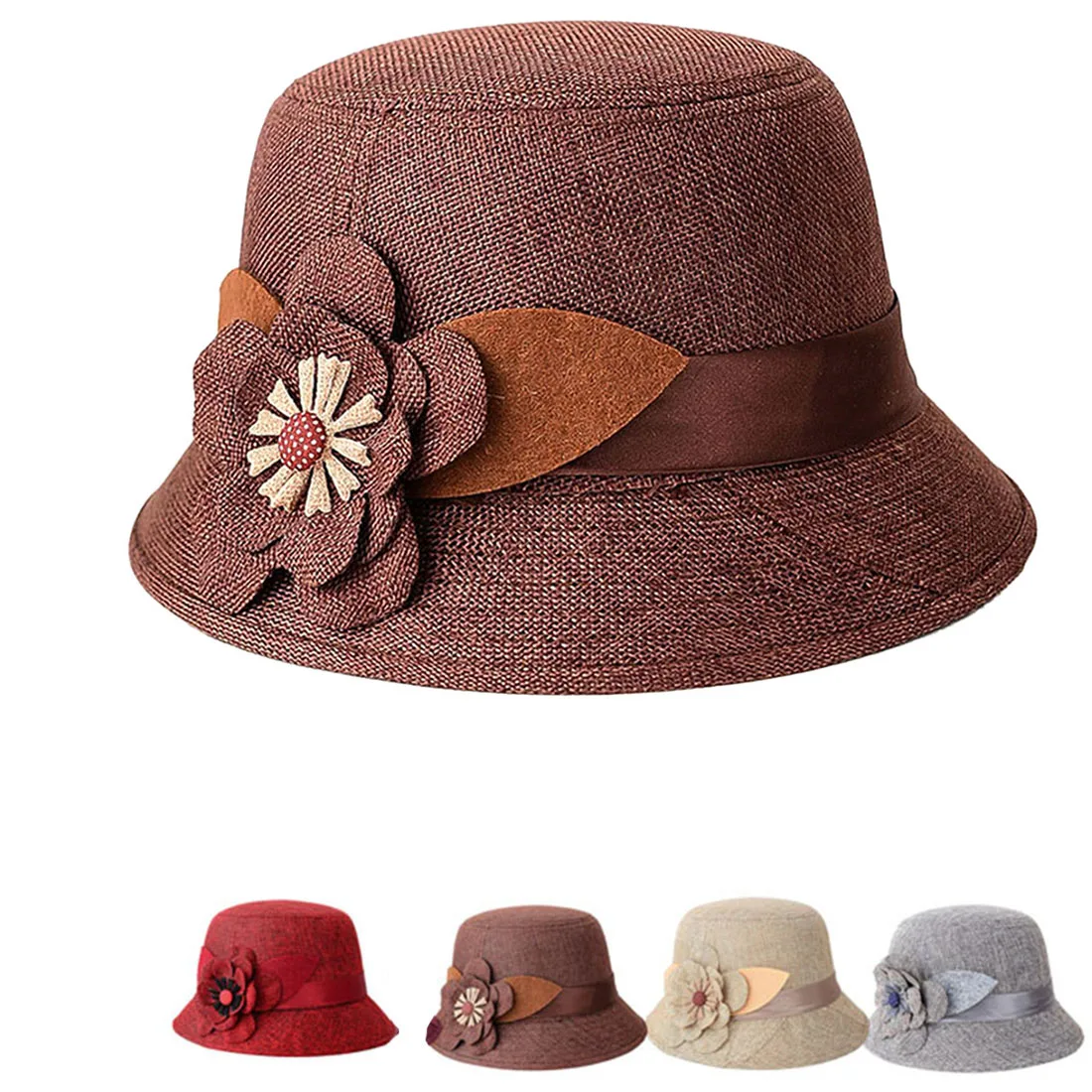 Special Design 2016 Nice Sun Hats Fashion Women'S Flax Flower Hat Spring Autumn Cap 4Colorsin