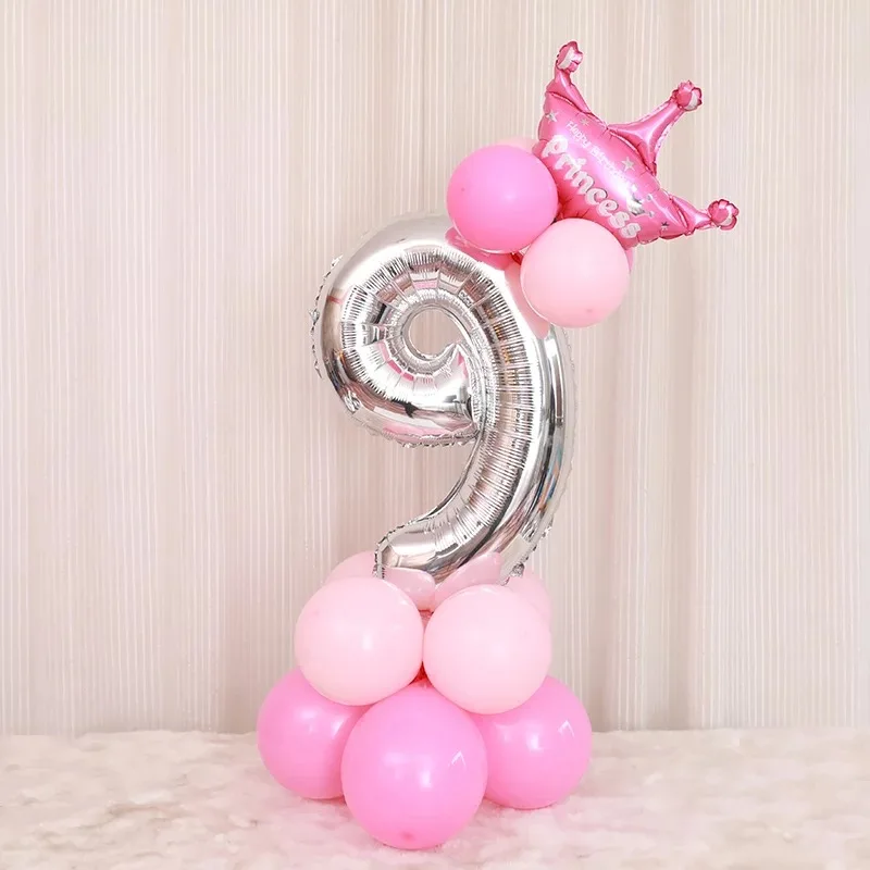 32 дюйма Корона Numeber Алюминий Фольга шар для детского День рождения Baby Shower Anniversaire Украшенные воздушные шары - Цвет: 9