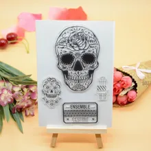CS1225 Scrapbook DIY Photo Album Cards Transparent Acrylic Silicone Rubber Clear Stamps Sheet 11x16cm Skull
