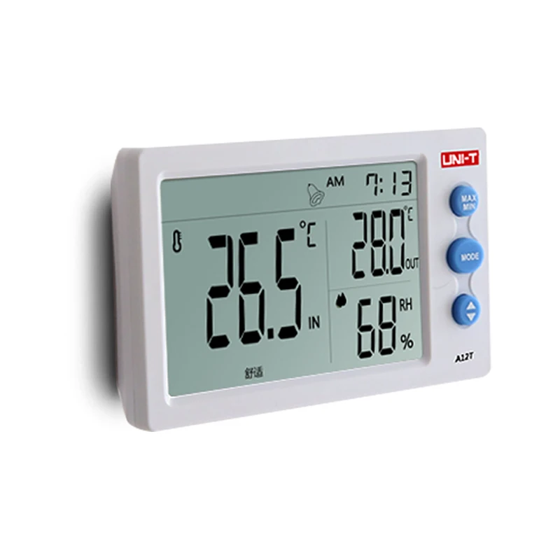 Kopen UNI T A12T Digitale Thermometer 10 50 (14 ~ 122F) Hygrometer Temperatuur vochtigheidsmeter Wekker