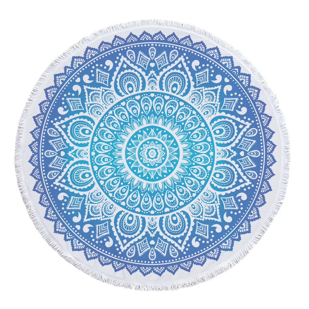 Floral Tassel Yoga Mat Round Blanket Beach Cooling Towel Round Beach Microfiber Towel SD90 (2)