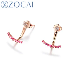 ZOCAI earrings 0,13 CT сертифицированных красный рубин с 0,02 CT Certified Diamond Stud Earrings 18 К розовое золото(Au750) e00959_1