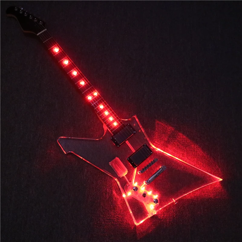 Afanti Music Acrylic Body Electric guitar with Red LED lights (PAG-146)