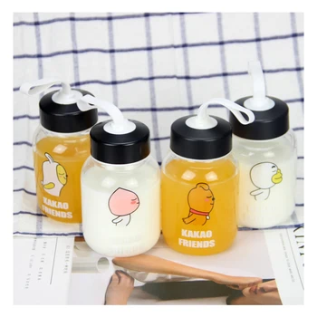 

400ml Student portable tea cup with cover cup high temperature resistant glass creative cap lovely couple cup