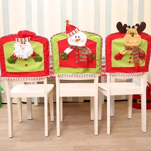 1Pcs Christmas Chair Covers 3D Snowman Santa Claus Reindeer Seat Cover Home Table Decoration Festival