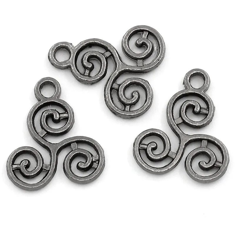 50 шт кулонов Gunmetal Cloud Celtic Triskelion металлические ювелирные изделия DIY фурнитура