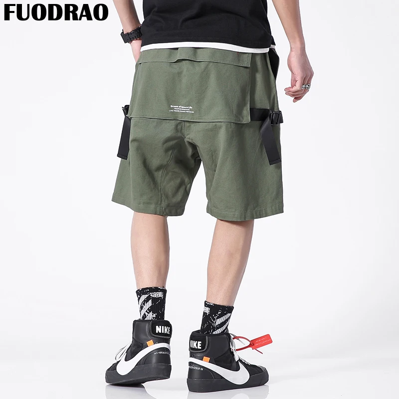 Fuodrao шорты Для мужчин хип-хоп Уличная дизайнер японский карманами летние шорты Для мужчин Повседневное короткие Для мужчин плюс Размеры Для мужчин Костюмы D031
