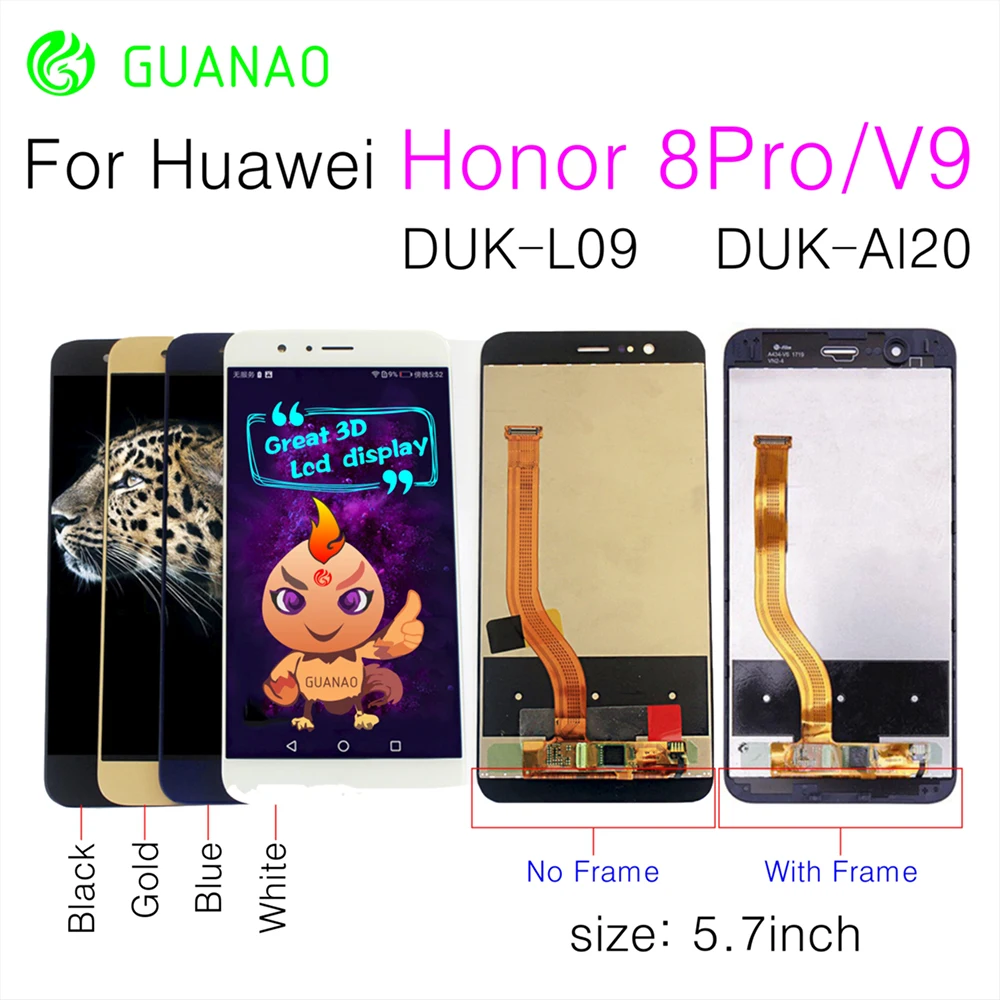 

For Huawei Honor 8 Pro LCD Display Touch Screen Digitizer For Huawei Honor 8 Pro LCD With Frame DUK L09 AL20 Screen Replacement