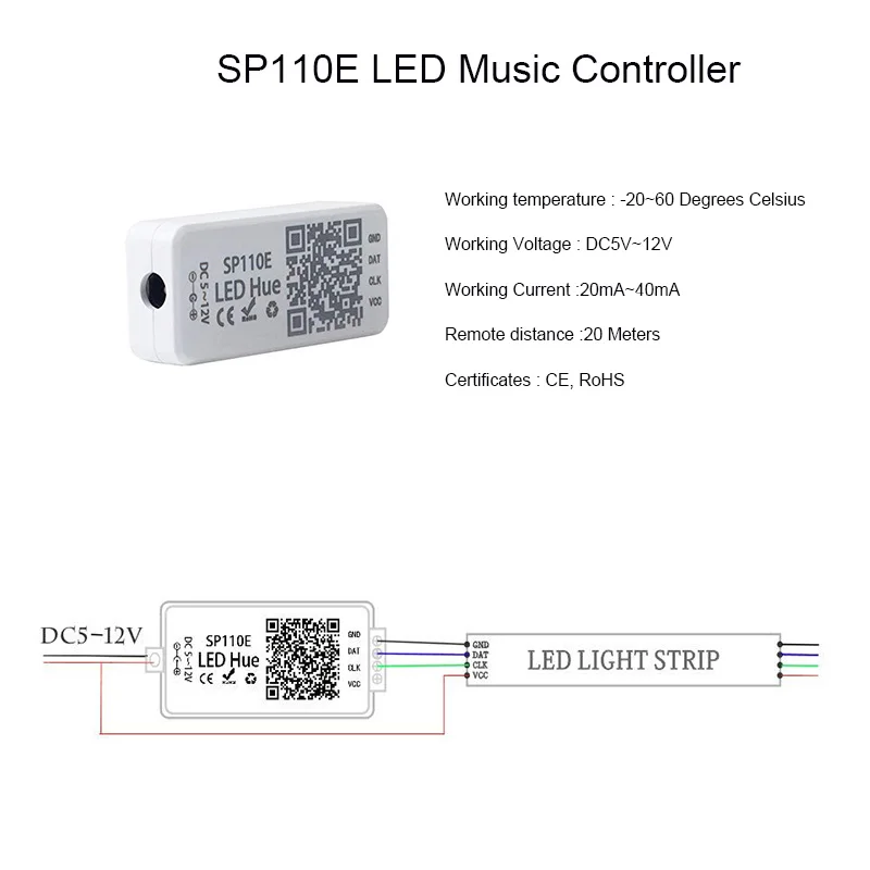 SP108E Wi Fi WS2811 WS2812B светодиодный музыкальный контроллер sp107 e SK6812 SP105E Bluetooth APA102 SP110E WS2801