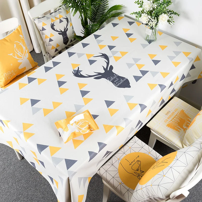 

Ins Yellow Deer Tablecloth Cotton Fabric Small Fresh Round Table Cloth Household Waterproof Tablecloth Rectangle Table Cloth