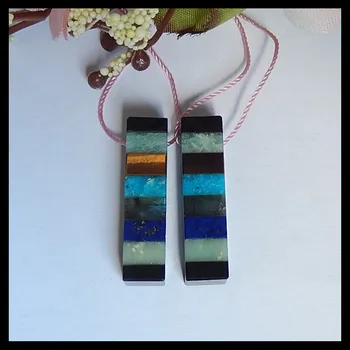 

Natural Fashion jewelry,Obsidian,Amazonite,Tiger'Eye,Lapis Lazuli,Turquoise,Labradorite, Intarsia Earring Beads,29x7mm,7.36g