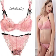DeRuiLaDy, новинка, женский ультра-тонкий прозрачный кружевной сексуальный комплект с бюстгальтером, для молодых девушек, пуш-ап, тонкое соблазнительное нижнее белье, бюстгальтер+ трусики, наборы