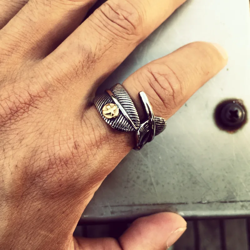Кольцо Mcllroy, мужское, титановое, перо, нержавеющая сталь, открытое, в стиле панк-рок, свадебные мужские кольца, для вечеринки, модное ювелирное изделие, кольца для мужчин