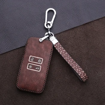 

Men Women Gift Car Retro Genuine Leather Keychain Case Cover For Renault Fluence Duster Megane Kadjar Clio Wallet Accessories