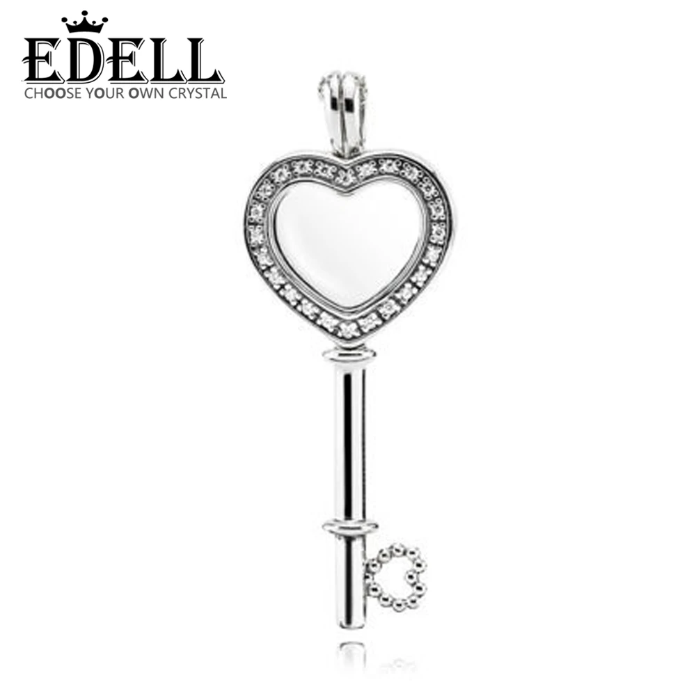 

EDELL 100% 925 Sterling Silver 1:1 Floating Box 396581CZ FLOATING LOCKET HEART KEY Valentine's Day Gift Women's Jewelry