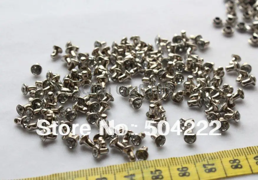 600sets 6mm Crystal Rhinestone Snap Rivets for Leather and Metal Blanks brass base rivets Buttons