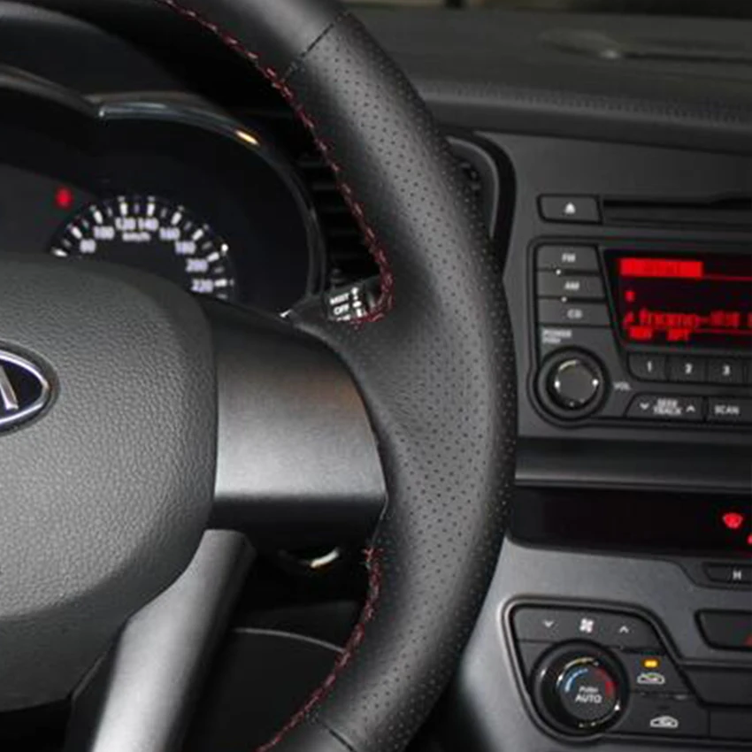 Черный чехол рулевого колеса автомобиля из натуральной кожи для Kia K5 Optima 2011 2012