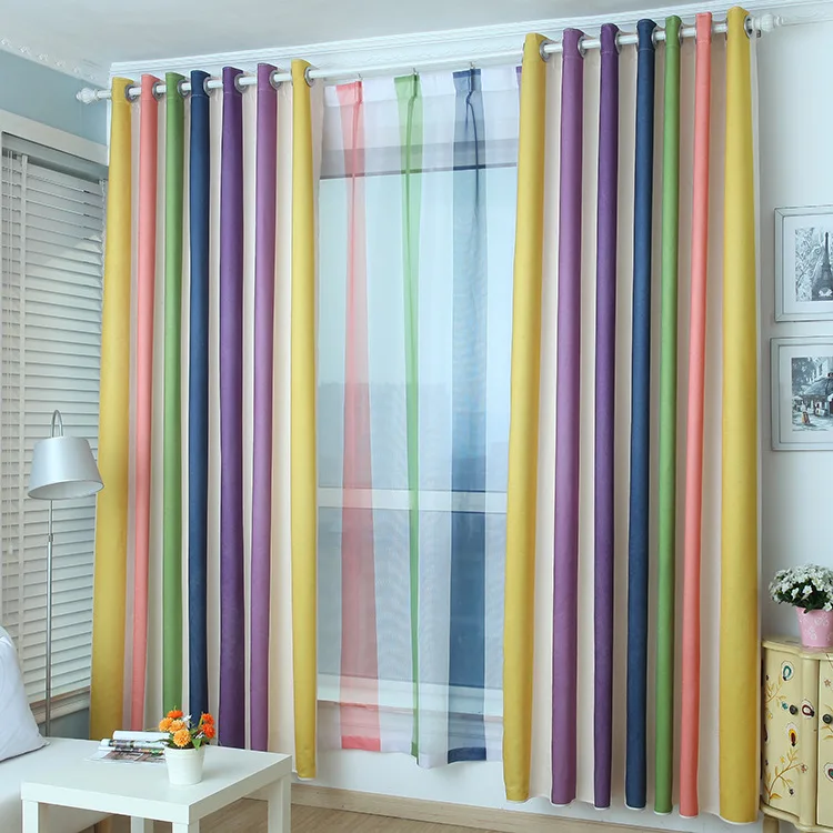 rainbow striped curtains for living dining room bedroom children