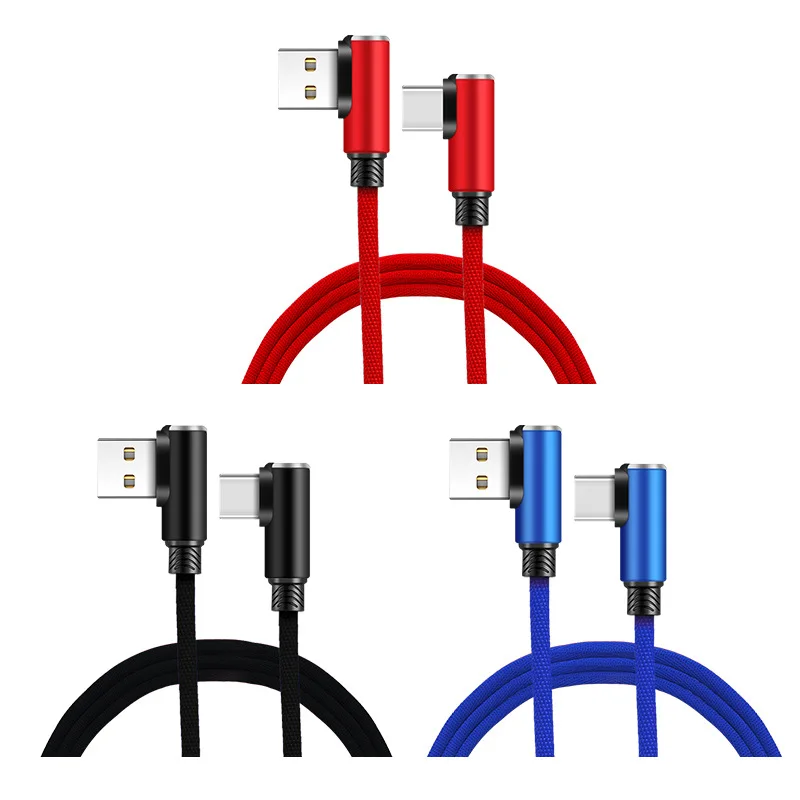 

Fasnshu Micro USB Cable Fast Charger Charge Cord 90 Degree Bending Charging Cable L Type C IOS Bent Sync Mobile Phone Cables