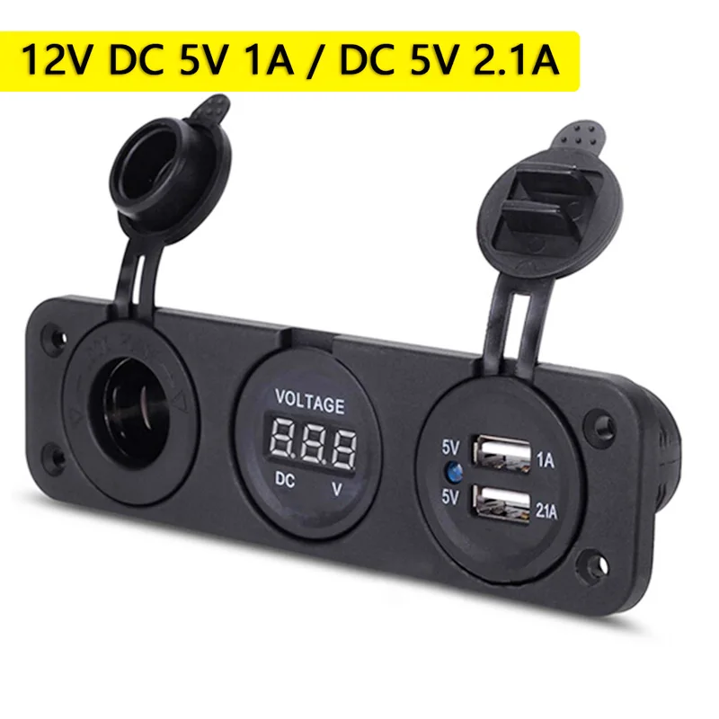 Dewtreetali автомобильное зарядное устройство для мотоцикла с двумя USB портами + 12 В