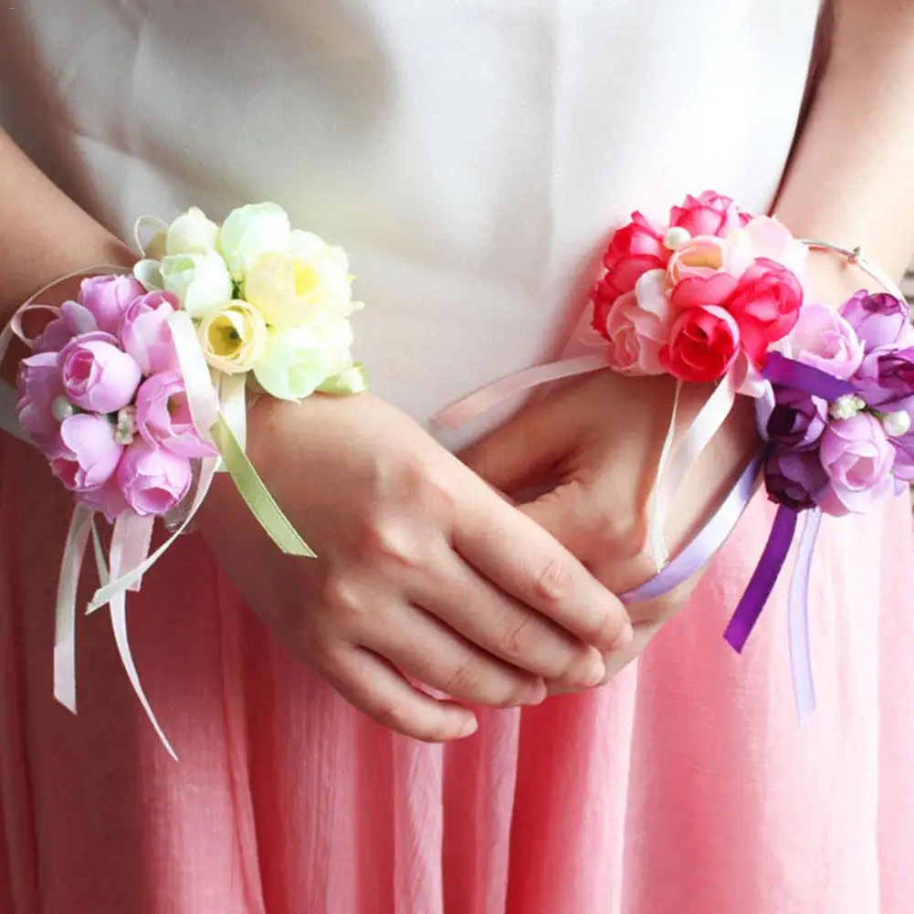 1pcs Wedding Bridesmaids Wrist Flowers Wedding Party Sisters Hand