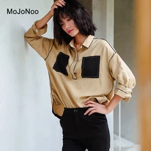 MOJONOO Elegant Women Ladies Cotton Casual Big Loose Blouse Femme 2017 New Autumn Ladies Blouses And Tops Shirt Designs Pockets