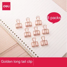 Deli binder clip rose gold hollowed out design for office school paper organizer stationery supply decorative metal clips Deli binder clip rose gold hollowed out design for office school paper organizer stationery supply decorative metal clips