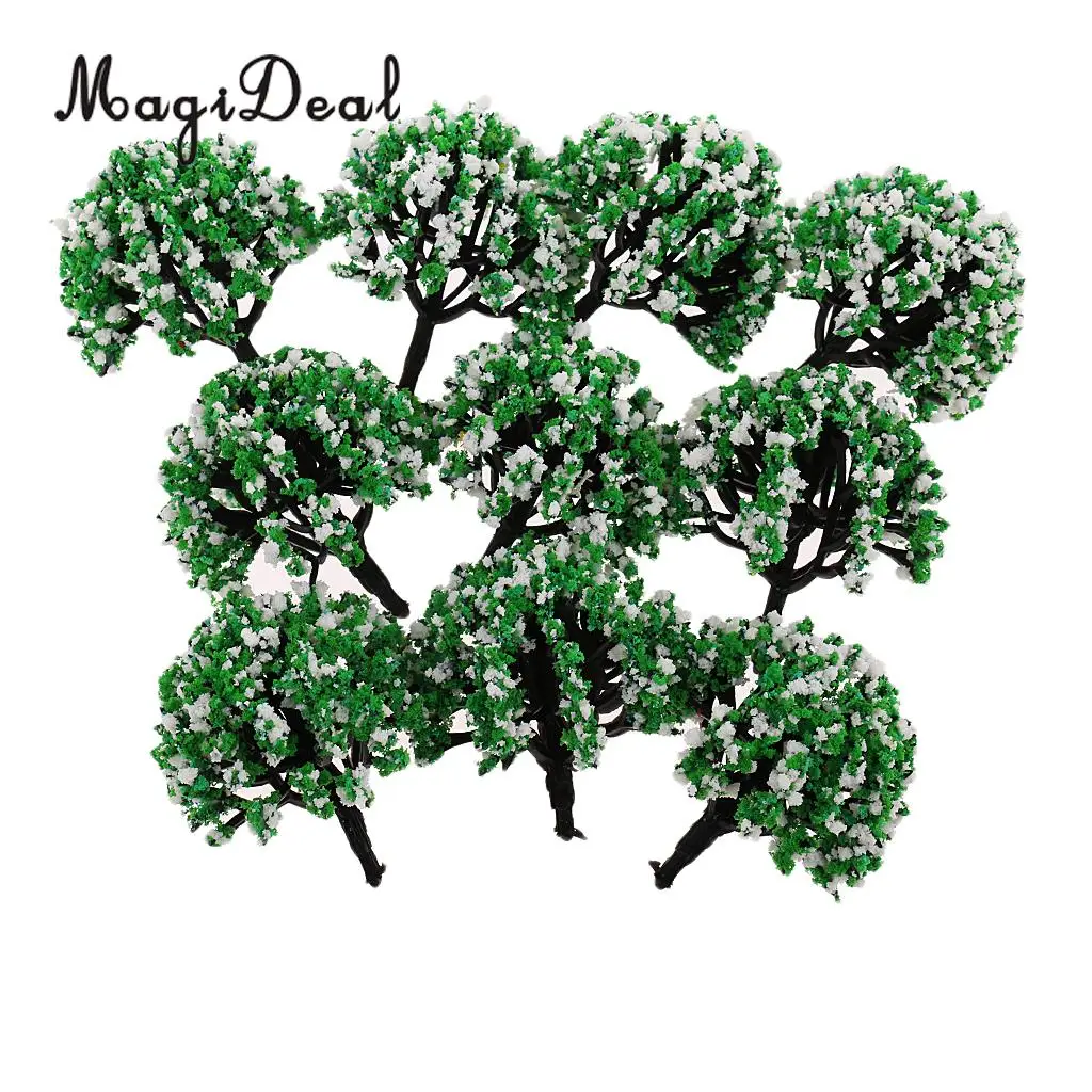 MagiDeal 10Pcs 1/200 Scale Model Flower Trees Green Train Railroad Scenery Landscape for Diorama Model Layout Toys 5Colors